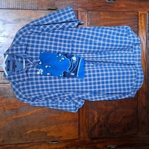 Tommy Hilfiger size L red/blue/tan plaid button-down shirt